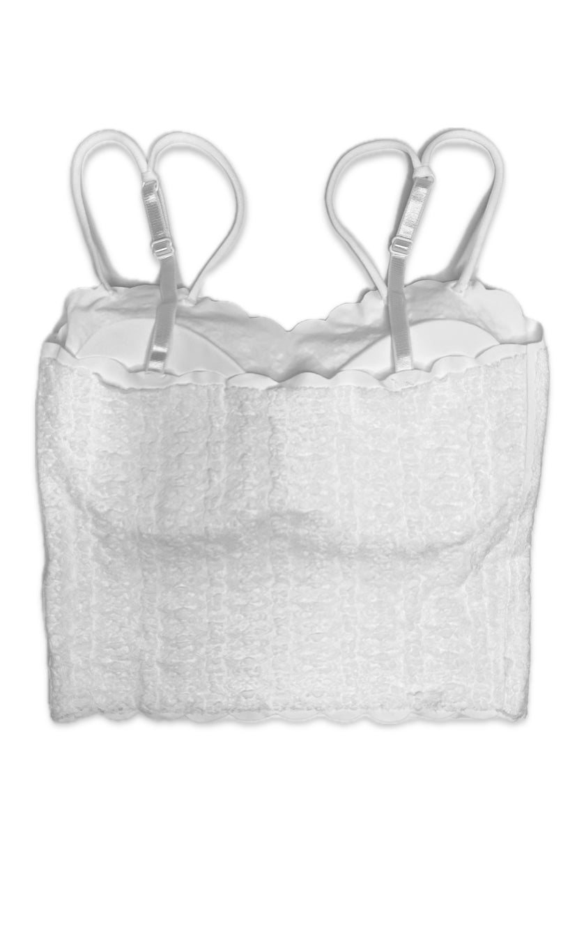 White Lace Scallop Crop Top β Elegant & Trendy Sleeveless Tank for Women