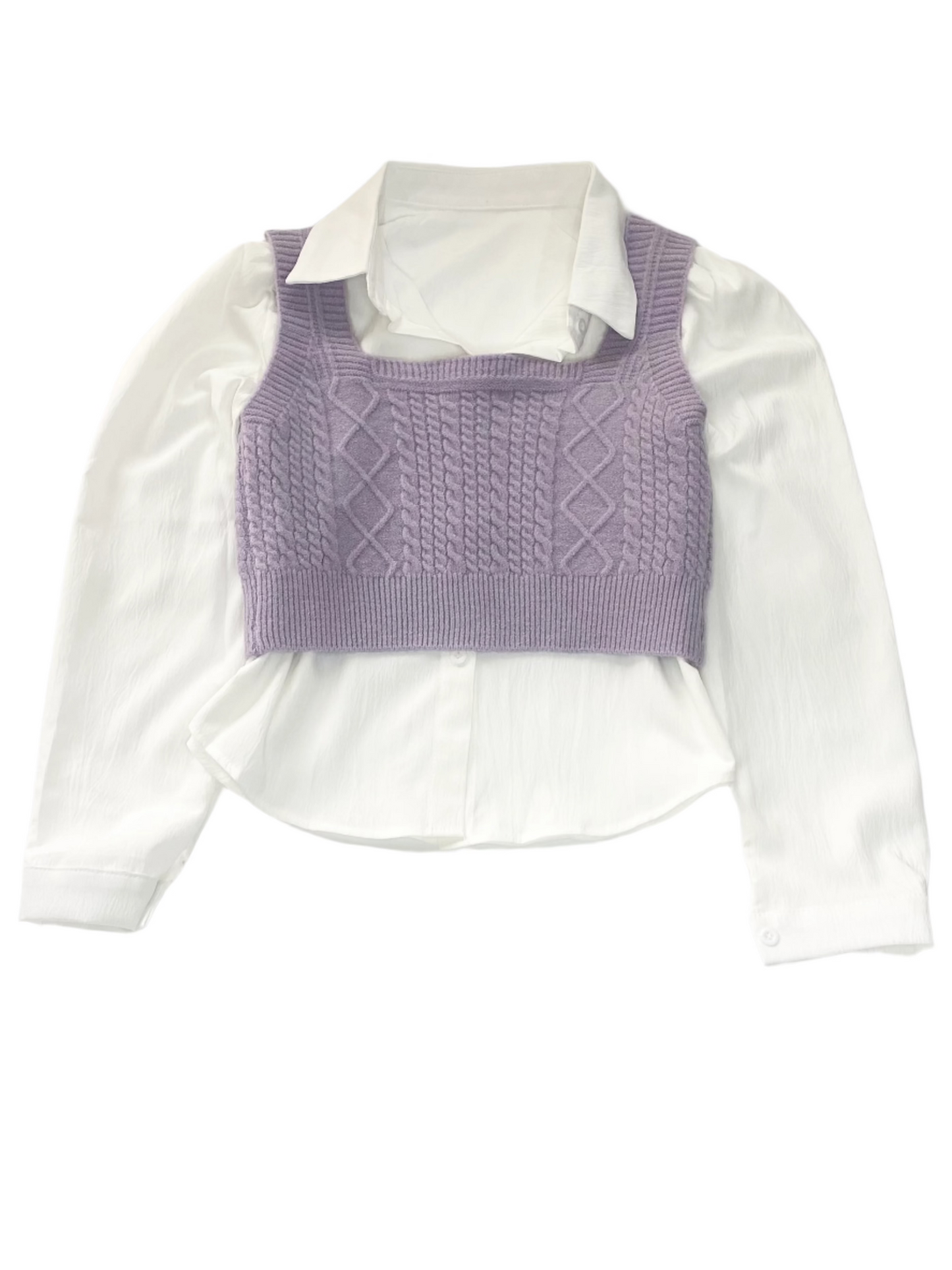 Shirt + Sweater Duo - Double the Style, Double the Charm – (Lavender)