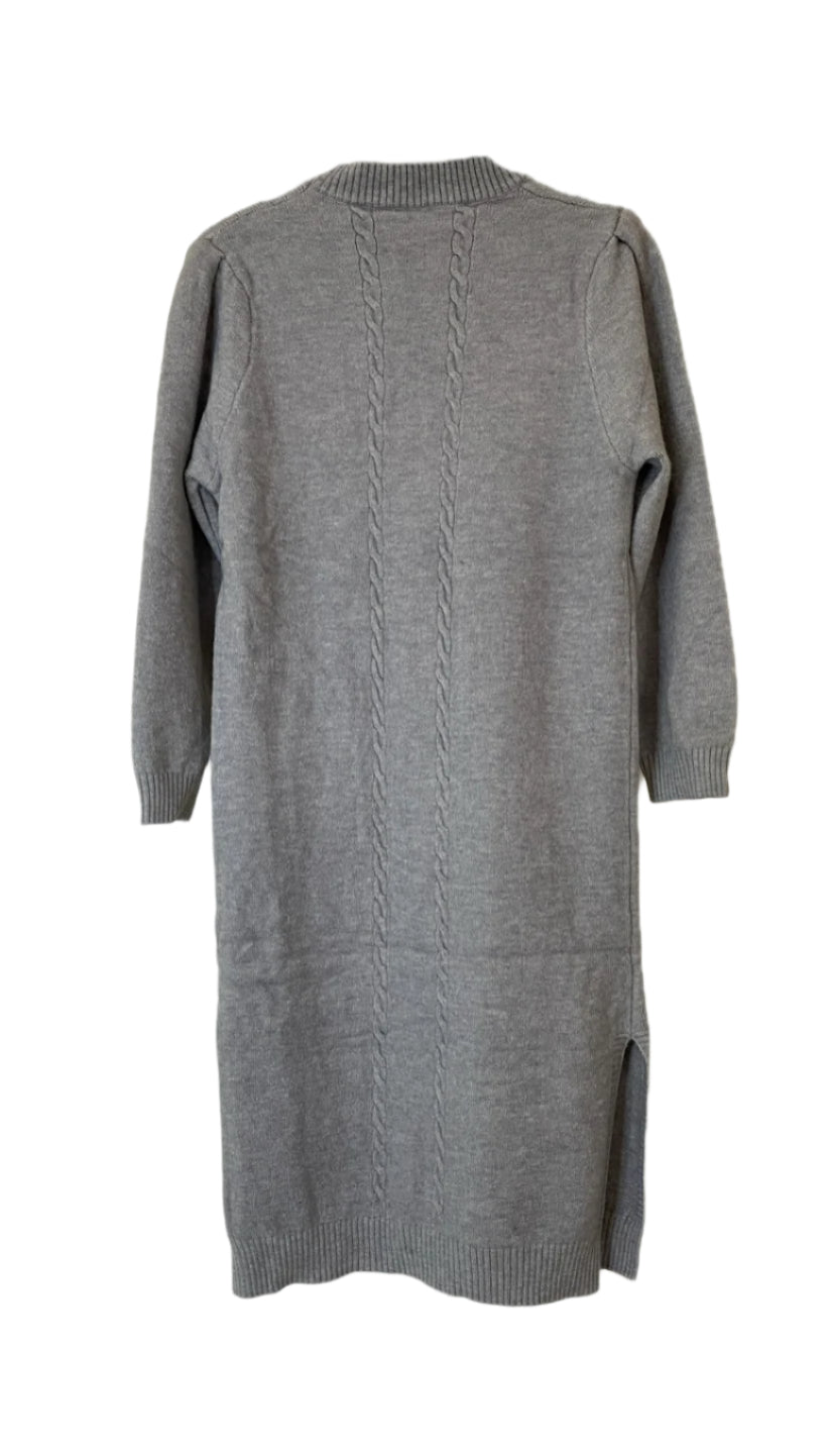 Pull Over Sweater Dress | Twist Knitted Dress (Grey)