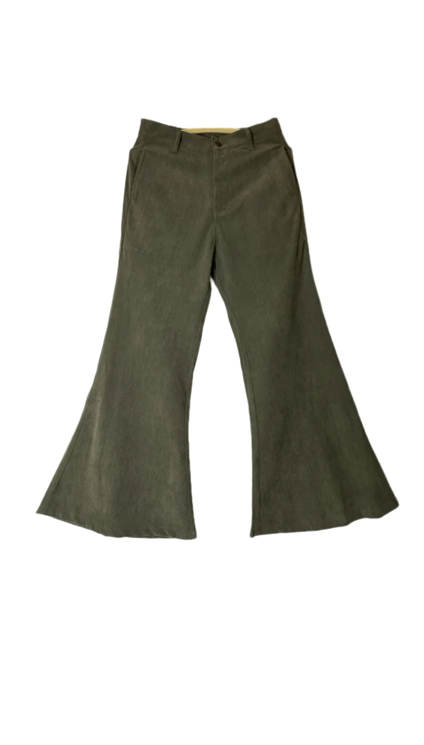 Baggy Wide low Corduroy Pants (Olive Green)