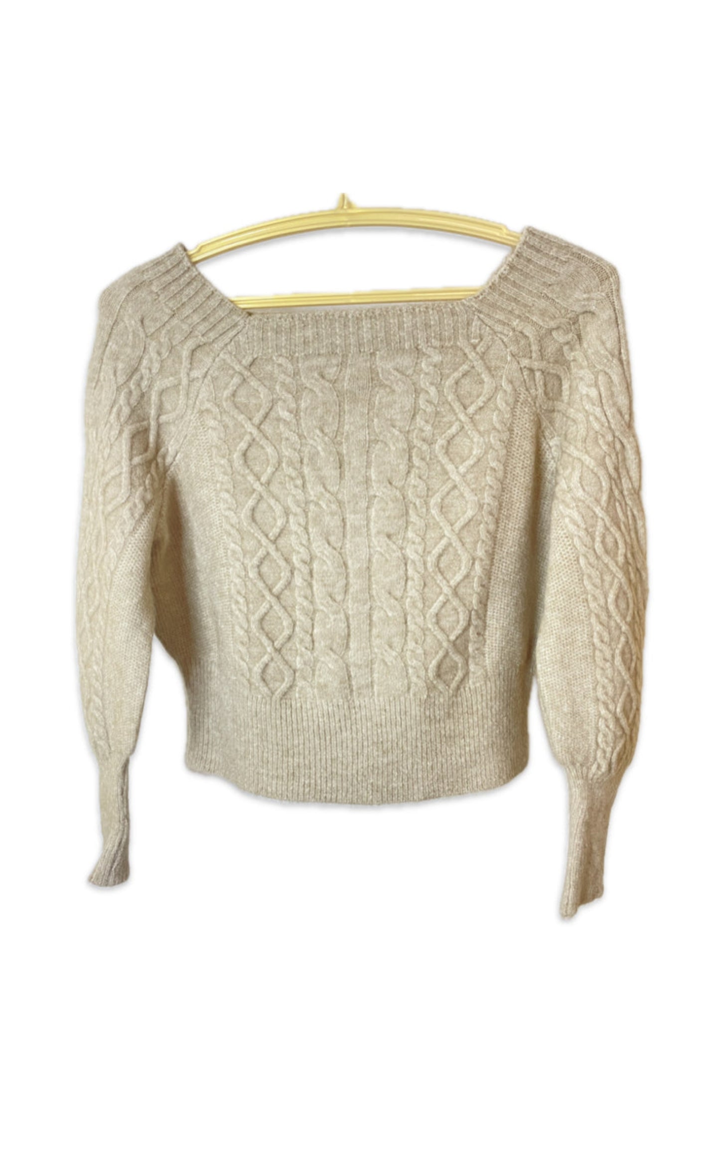 Square-Neck Sweater (Beige)