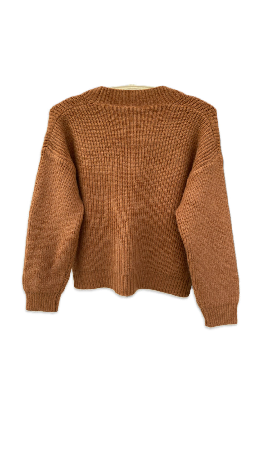 Knitted Sweater One Button - (Deep Carrot)