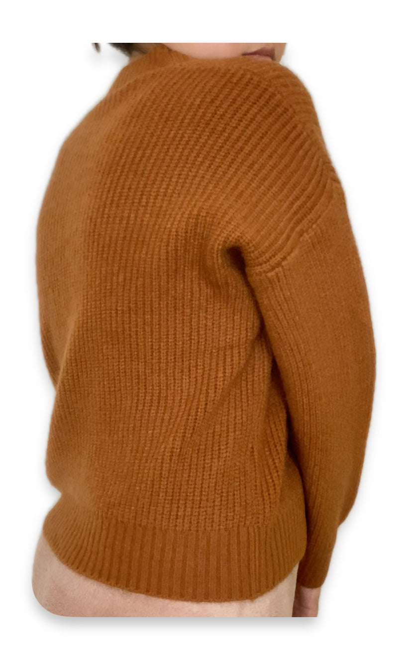 Knitted Sweater One Button - (Deep Carrot)