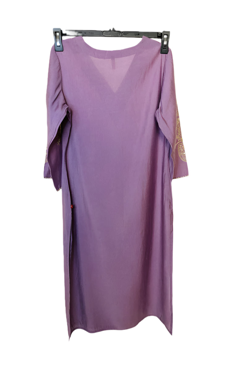 Lilac Mirror Work Kurta Set with Banarasi Dupatta – Elegant Ethnic Wear for Women