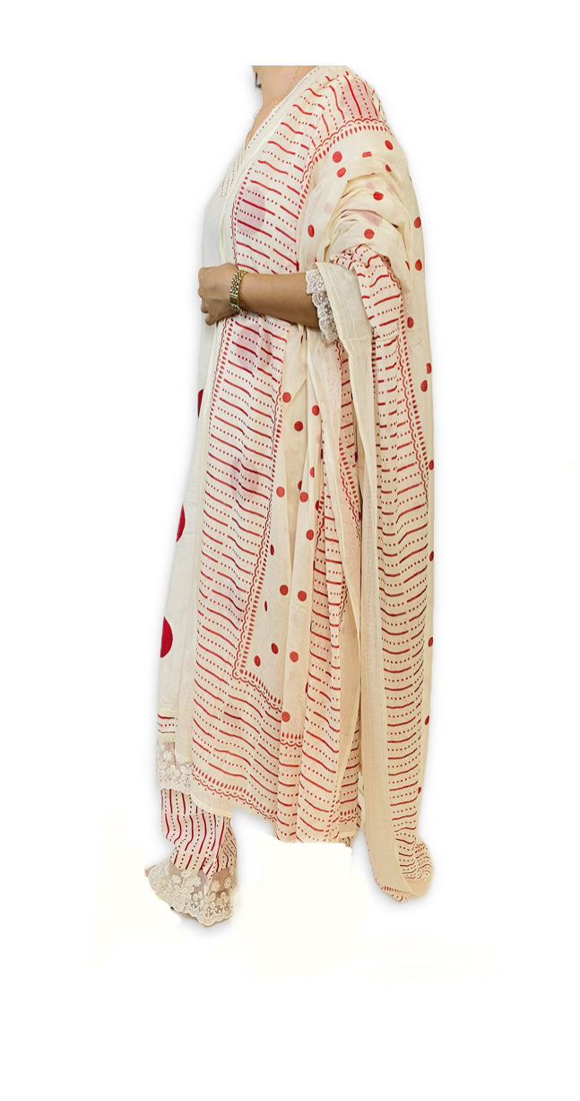 Polka Dot Cotton Suit Set – Trendy & Elegant Ethnic Wear for Women