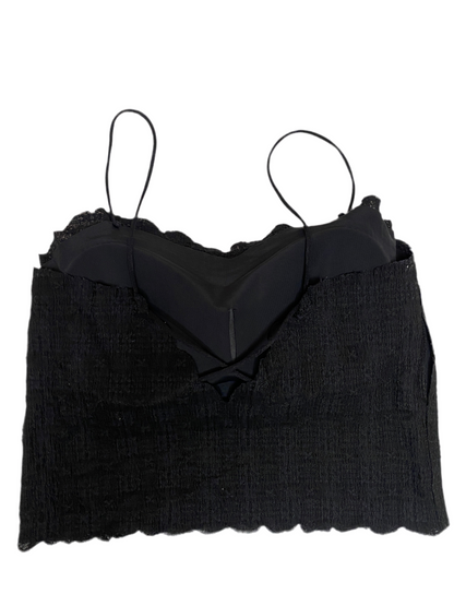 Black Scallop Lace Crop Top – Trendy Sleeveless Camisole for Women