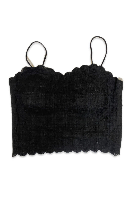 Black Scallop Lace Crop Top – Trendy Sleeveless Camisole for Women