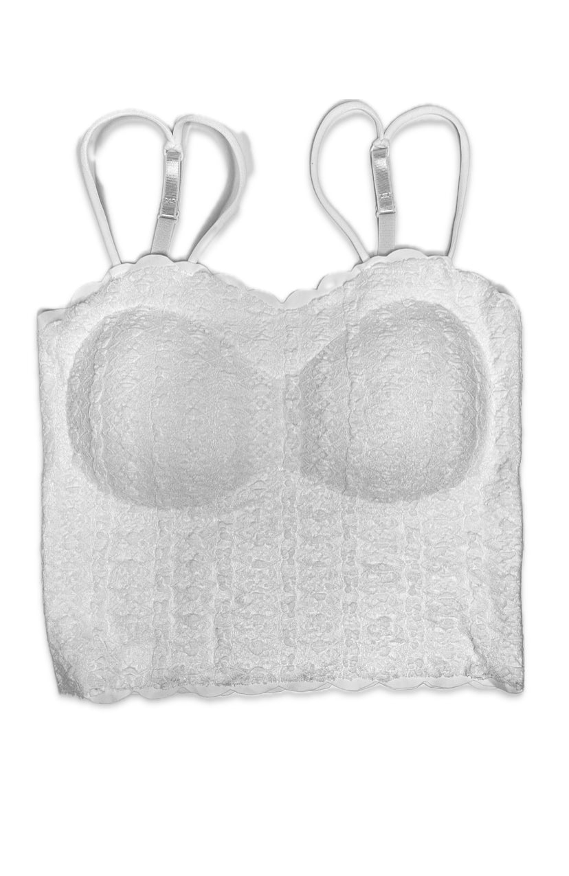 White Lace Scallop Crop Top – Elegant & Trendy Sleeveless Tank for Women