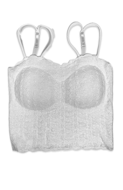 White Lace Scallop Crop Top – Elegant & Trendy Sleeveless Tank for Women