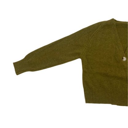Knitted Sweater Diagonal Button - (Olive)