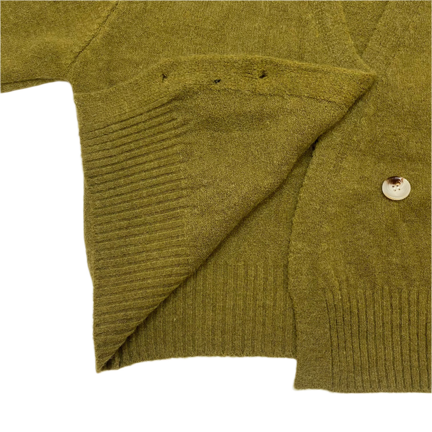 Knitted Sweater Diagonal Button - (Olive)