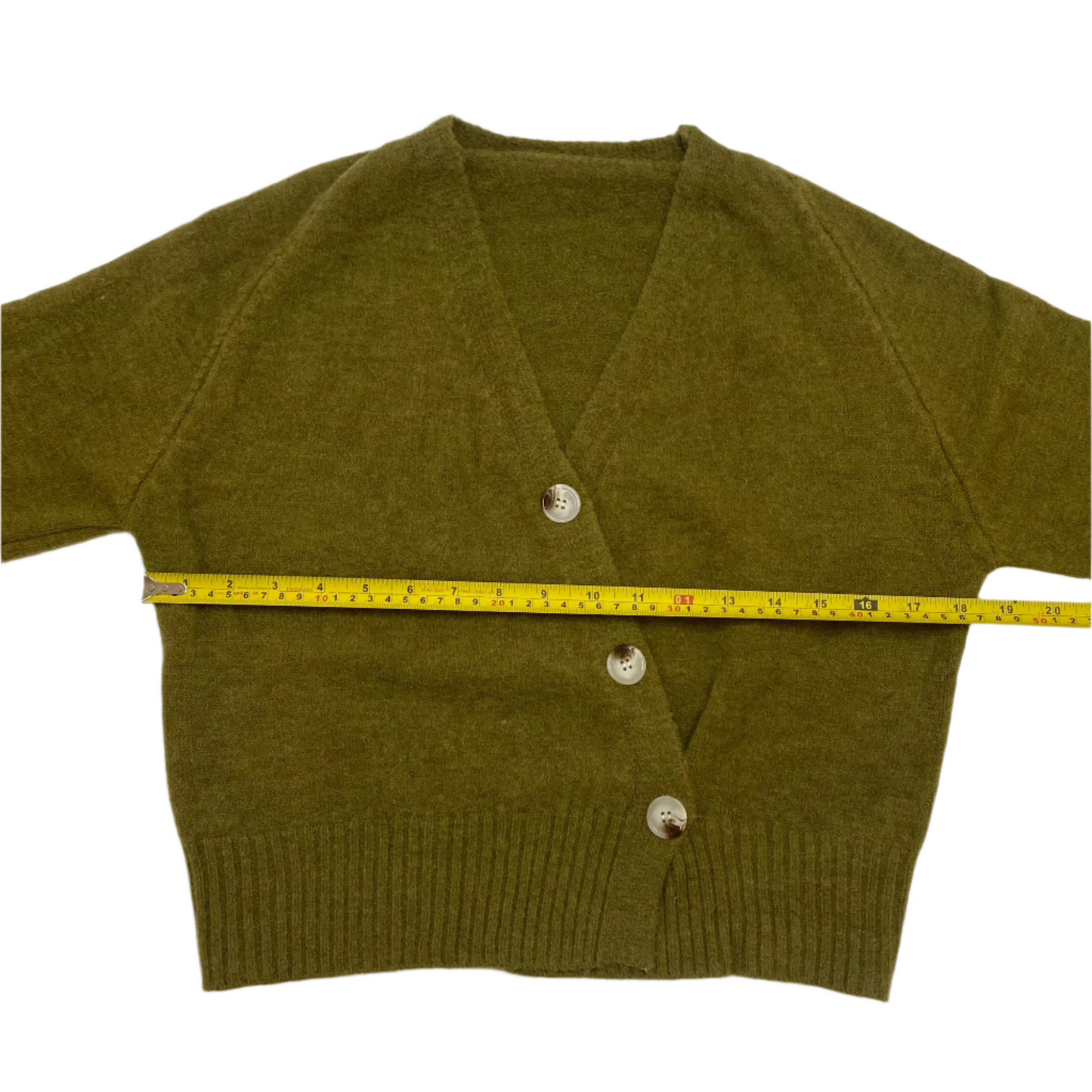 Knitted Sweater Diagonal Button - (Olive)