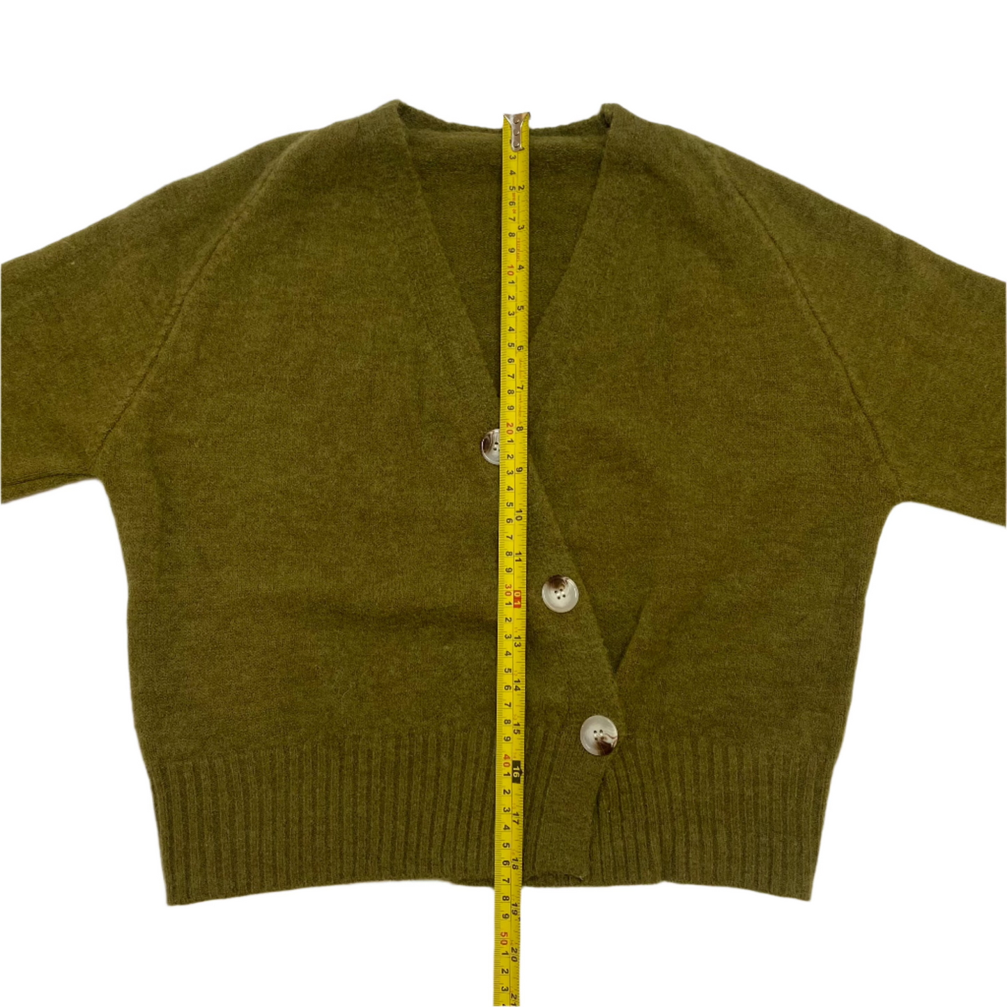 Knitted Sweater Diagonal Button - (Olive)