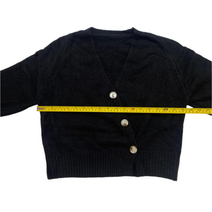 Knitted Sweater Diagonal Button - (Black)