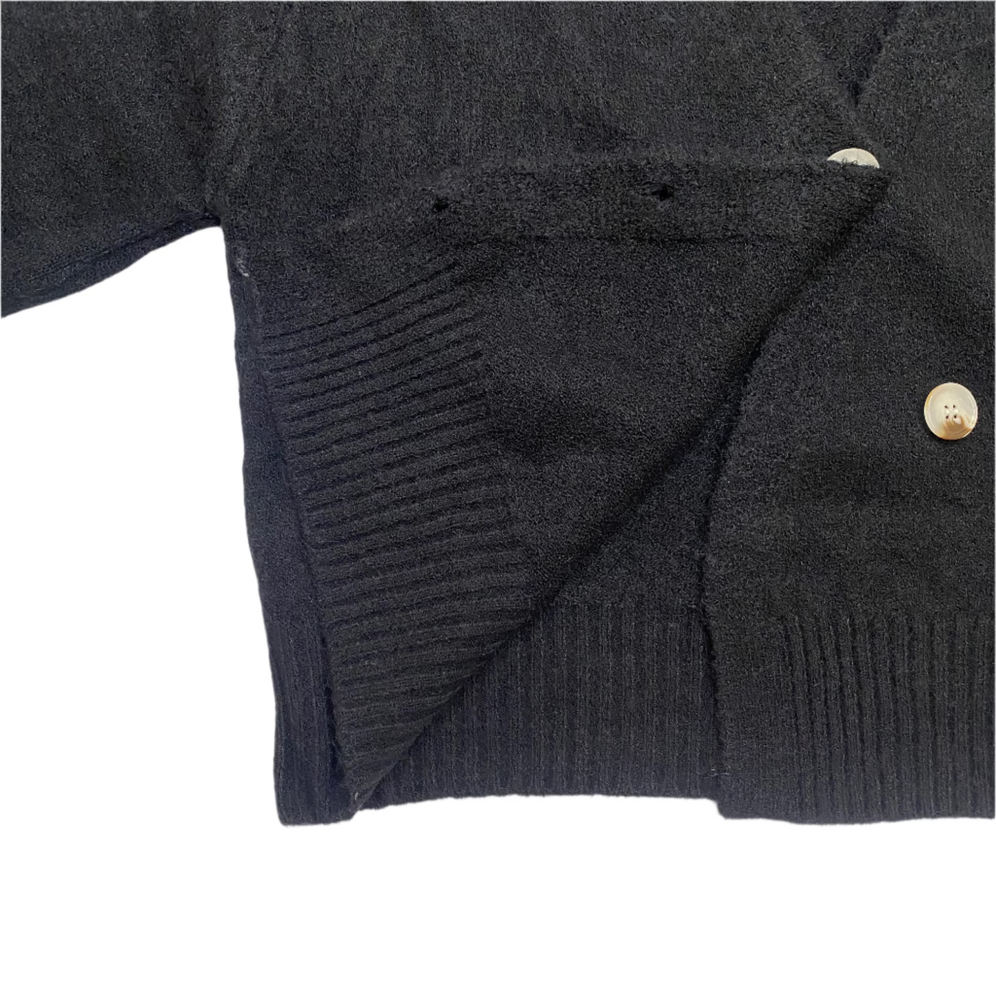 Knitted Sweater Diagonal Button - (Black)