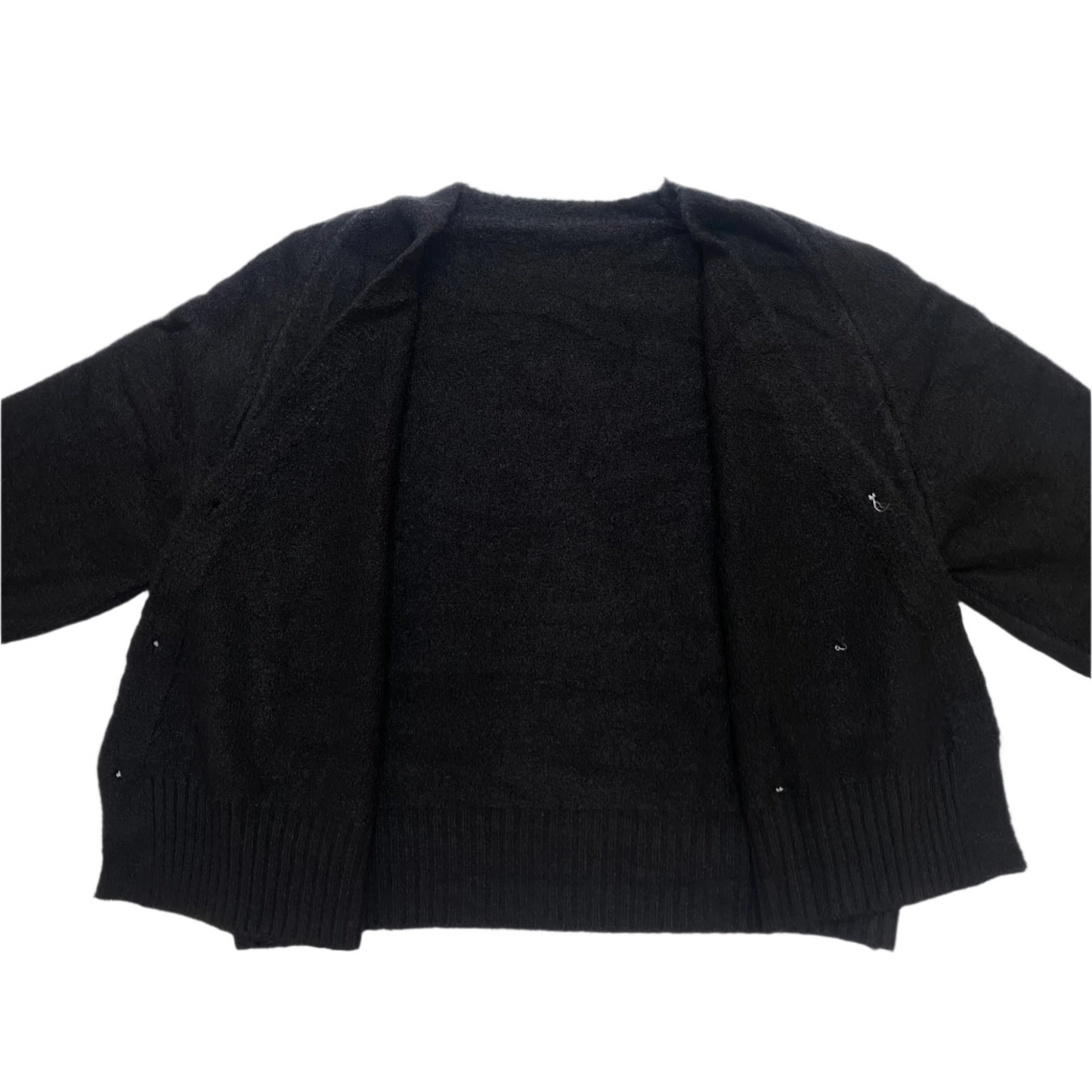 Knitted Sweater Diagonal Button - (Black)