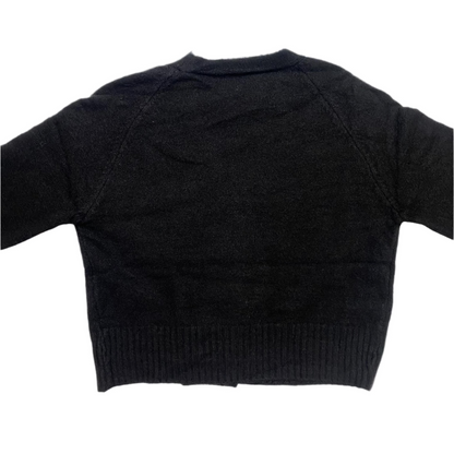 Knitted Sweater Diagonal Button - (Black)