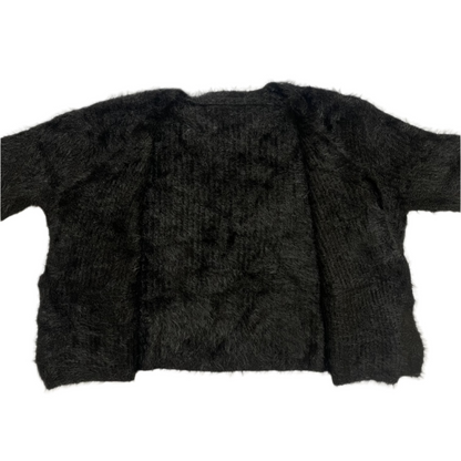 V-neck Fur Sweater (Black)