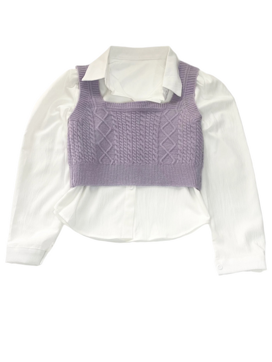 Shirt + Sweater Duo - Double the Style, Double the Charm – (Lavender)
