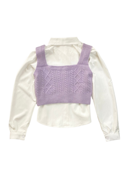 Shirt + Sweater Duo - Double the Style, Double the Charm – (Lavender)