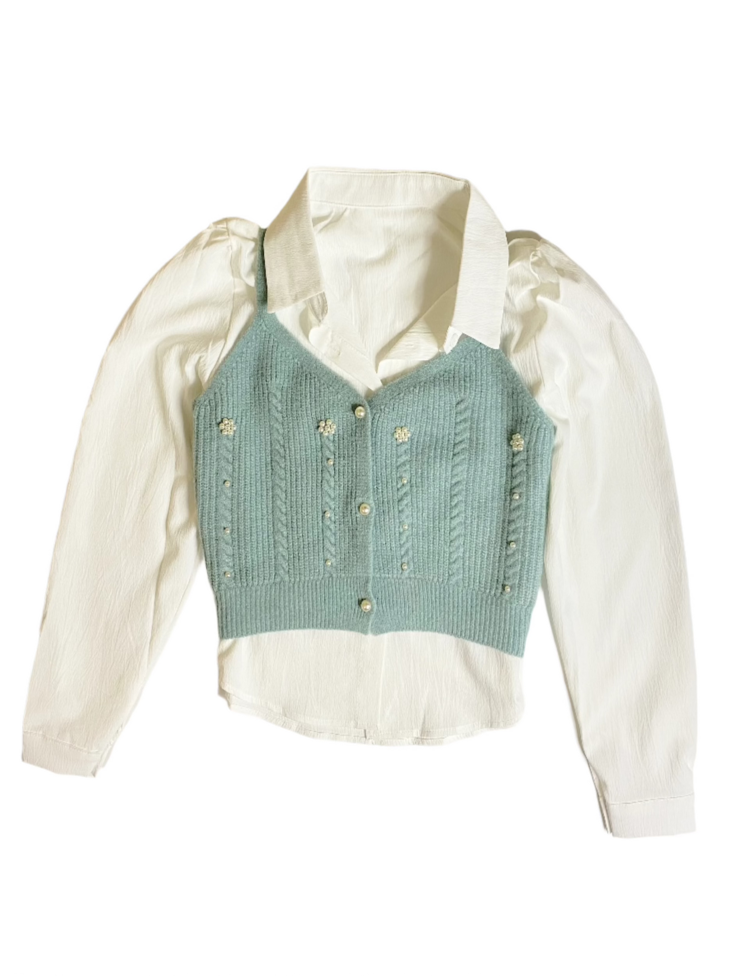 Shirt + Sweater Duo - Double the Style, Double the Charm – (Teal)