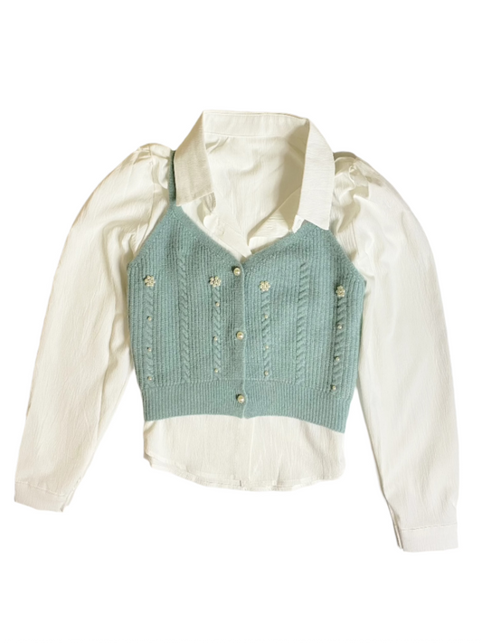 Shirt + Sweater Duo - Double the Style, Double the Charm – (Teal)