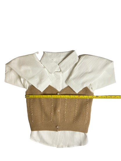 Shirt + Sweater Duo - Double the Style, Double the Charm – (Beige)