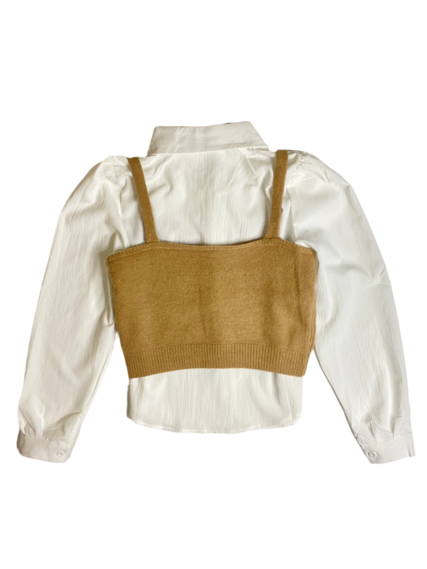 Shirt + Sweater Duo - Double the Style, Double the Charm – (Beige)