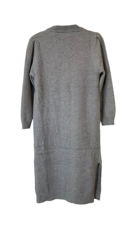 Pull Over Sweater Dress | Twist Knitted Dress (Grey)