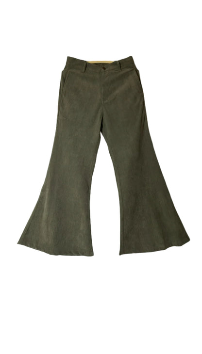 Baggy Wide low Corduroy Pants (Olive Green)