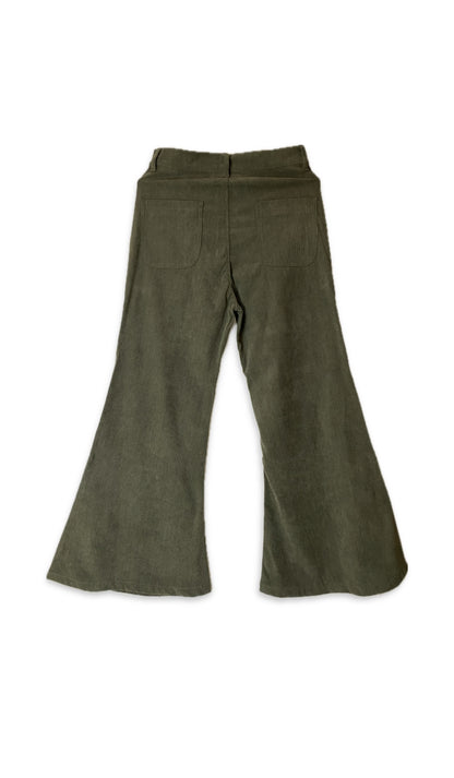 Baggy Wide low Corduroy Pants (Olive Green)