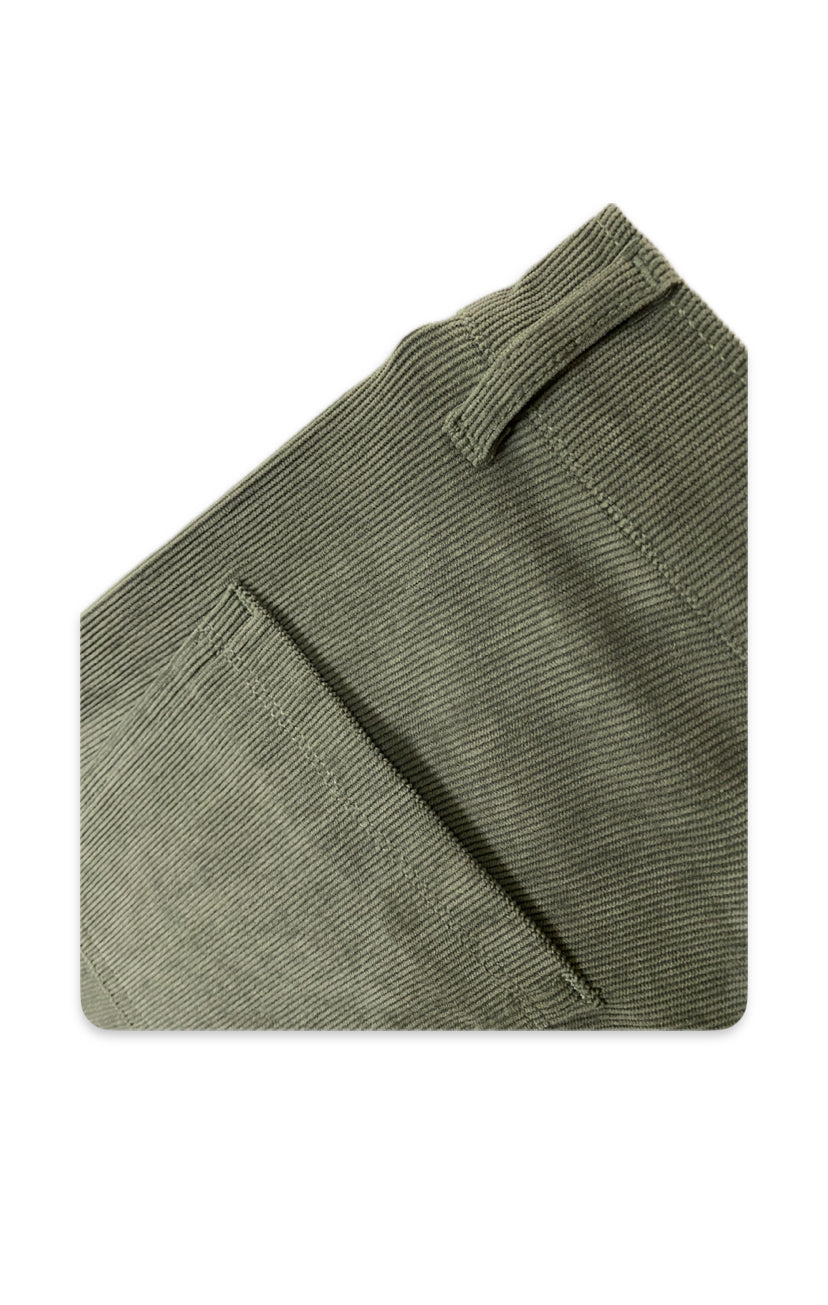 Baggy Wide low Corduroy Pants (Olive Green)