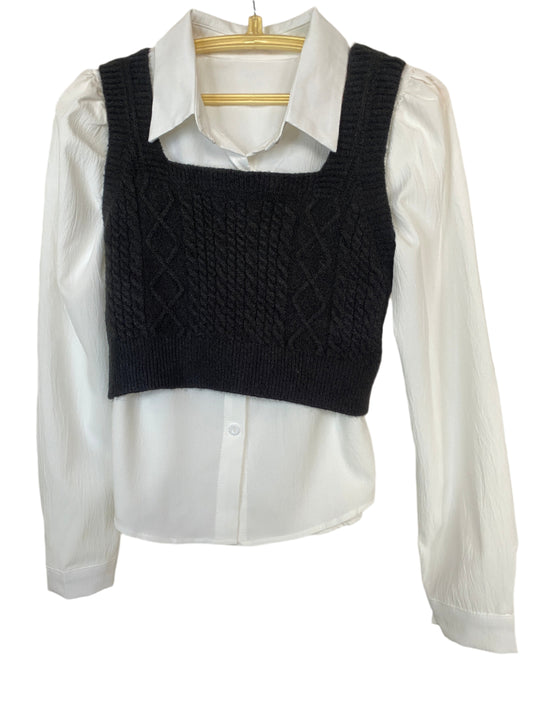 Shirt + Sweater Duo - Double the Style, Double the Charm – (Black)