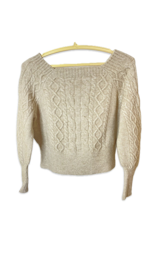 Square-Neck Sweater (Beige)