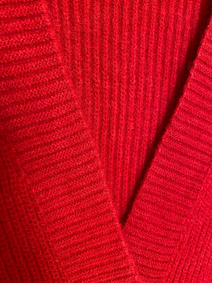 Knitted Sweater One Button - (Red)