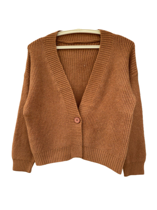 Knitted Sweater One Button - (Deep Carrot)