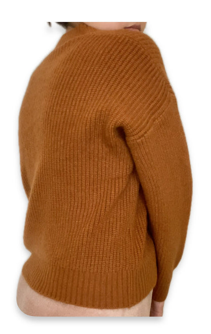 Knitted Sweater One Button - (Deep Carrot)