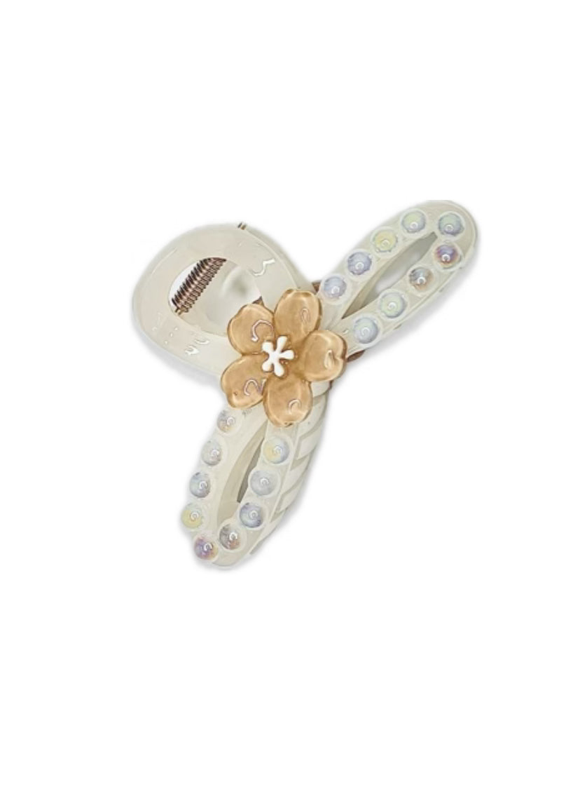 Luxury Pearl & Floral Hair Claw Clip Set – Elegant & Strong Hold Hair Accessories for Women & Girls(3 Pc Set)