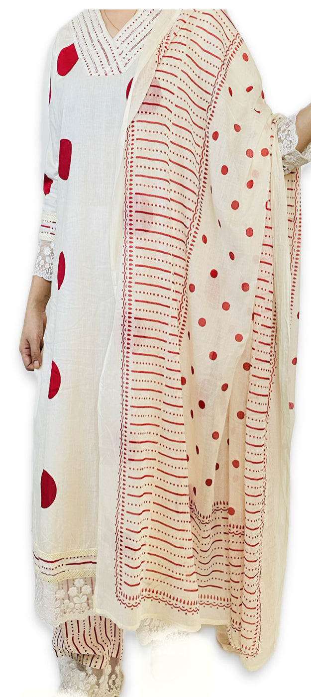 Polka Dot Cotton Suit Set – Trendy & Elegant Ethnic Wear for Women