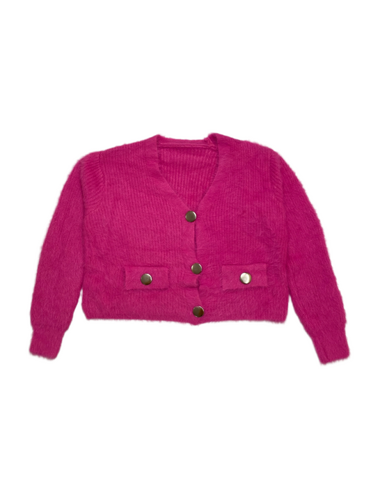 V-neck Fur Sweater (Pink)