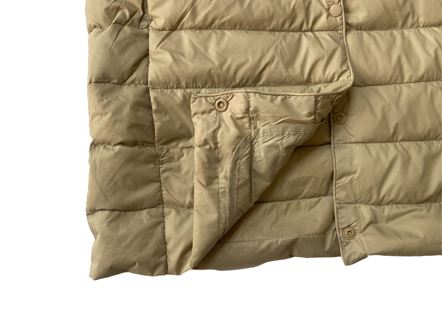 Premium Lightweight Collarless Down Vest (Beige)