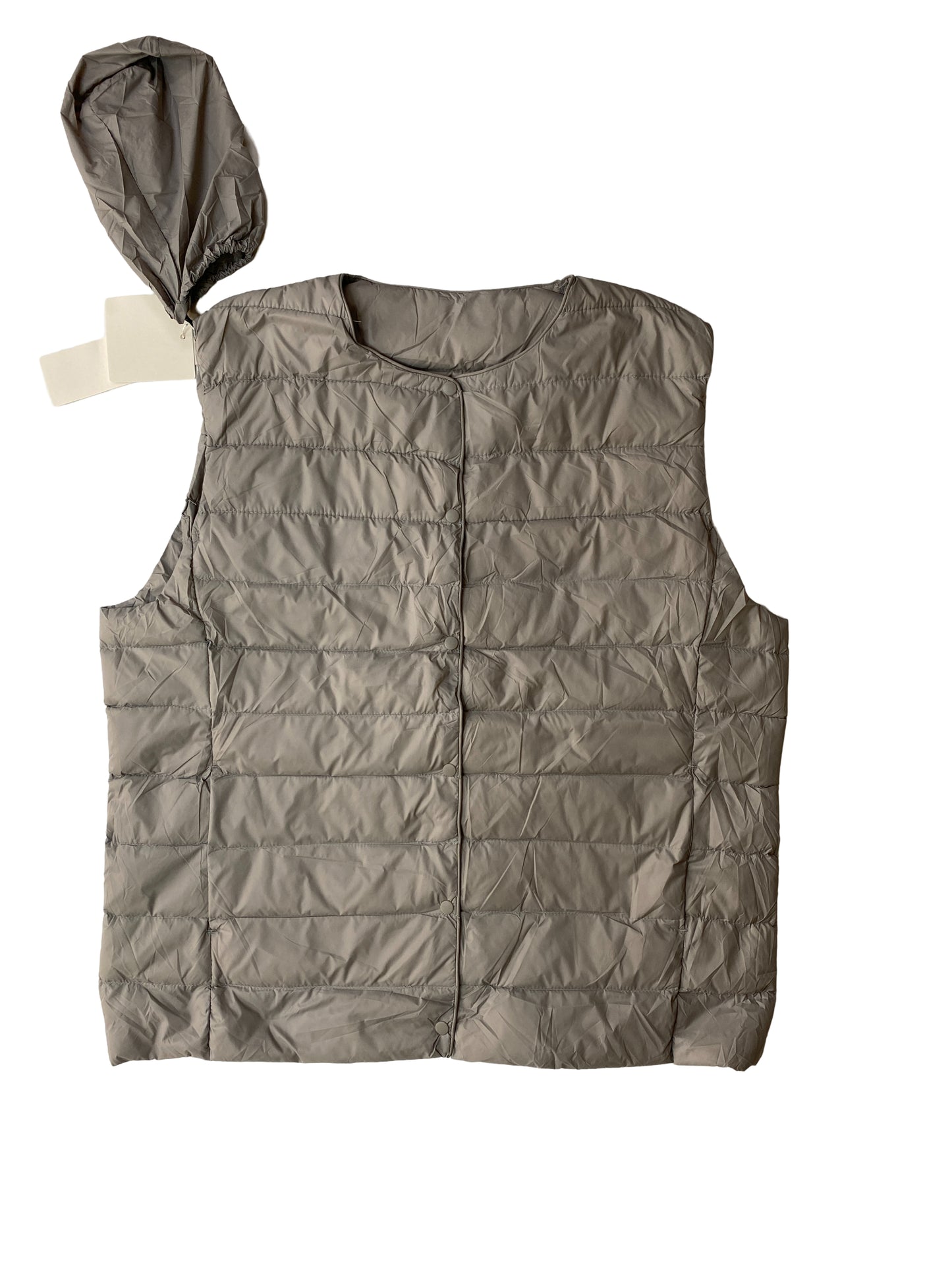 Premium Lightweight Collarless Down Vest (Grey)